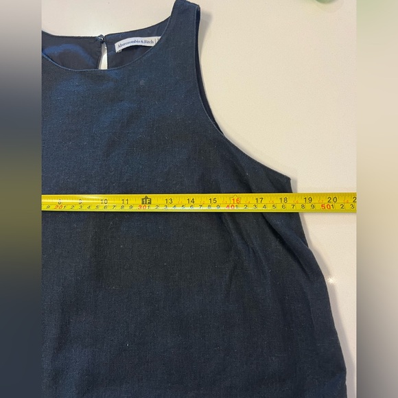 Abercrombie & Fitch Elegant High Neck Chic Linen Blend Mini Black Dress 📐MP - Picture 4 of 12
